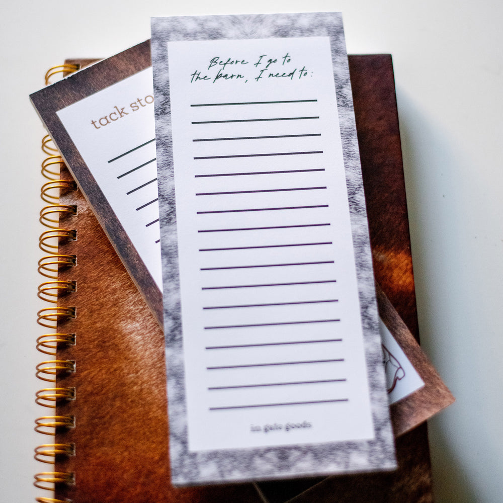 Notepad with dapple gray horse hair trim for equestrians